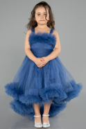 Robe de Soirée Enfants Devant Court Dos Long Indigo ABO129