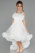Robe de Soirée Enfants Devant Court Dos Long Blanc ABO130