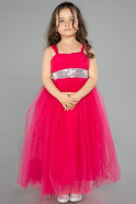 Robe De Soirée Enfants Longue Fushia ABU3031