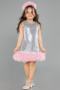 Robe de Soirée Enfants Courte Argent ABK2574