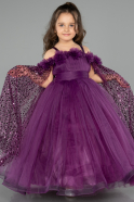 Robe de Mariage Pour Enfant Longue Violet ABG179