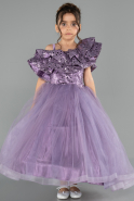 Robe de Mariage Pour Enfant Longue Lilas ABG180