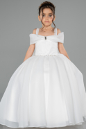 Robe de Mariage Pour Enfant Longue Satin Blanc ABG175