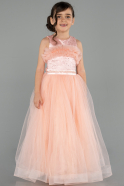 Robe de Soirée Enfants Longue Saumon ABU3909