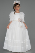Robe de Soirée Enfants Longue Blanc ABU3046