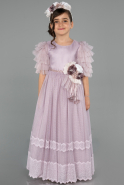 Robe de Soirée Enfants Longue Lilas ABU3046