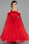 Robe de Mariage Pour Enfant Longue Rouge ABG179