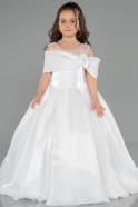 Robe de Mariage Pour Enfant Longue Satin Blanc ABG172