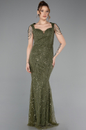 Robe de Soirée Longue Perlé Kaki ABU5914