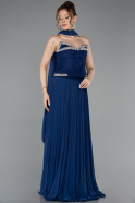 Robe de Soirée Longue Mousseline Bleu Marine ABU5917