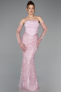 Robe de Soirée Longue Perlé Poudre ABU5922