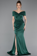 Robe De Soirée Satin Longue Émeraude ABU5785