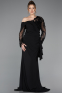 Robe Grande Taille Longue Mousseline Noir ABU5895