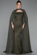 Robe de Soirée Longue Perlé Kaki ABU5915