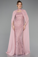 Robe de Soirée Longue Perlé Poudre ABU5915