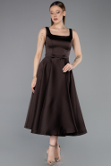 Robe de Cérémonie Midi Satin Brun ABK2586