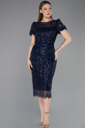 Robe de Cérémonie Midi Perlé Bleu Marine ABK2412
