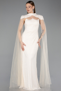 Robe de Soirée Longue Dantelle Beige ABU5941