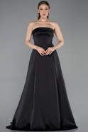 Robe de Soirée Longue Satin Noir ABU5932