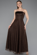 Robe de Soirée Longue Dantelle Brun ABU5943