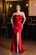 Robe de Soirée Longue Satin Rouge ABU5923