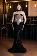 Haute Couture Robe Longue Squameuse Noir ABU5950