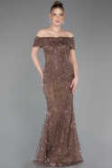 Robe Grande Taille Longue Perlé Cuivre ABU5936