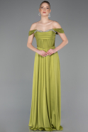 Robe de Soirée Longue Pistache vert ABU5938