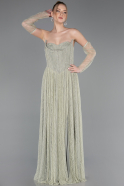 Robe de Soirée Longue Dantelle Menthe ABU5887