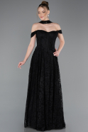 Robe de Soirée Longue Dantelle Noir ABU5942