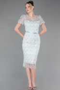 Robe De Cérémonie Perlé Midi Menthe ABK2412