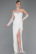 Robe De Soirée Dantelle Longue Blanc ABU5770