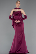 Robe de Soirée Longue Satin Prune ABU5944