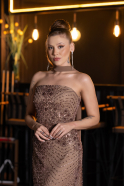 Robe de Soirée Longue Perlé Cuivre ABU5438
