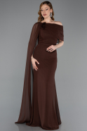 Robe De Soirée Mousseline Longue Brun ABU5418