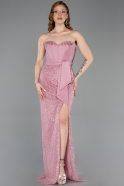 Robe de Soirée Longue Perlé Poudre ABU5988