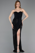 Robe de Soirée Longue Perlé Noir ABU5988