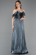 Robe De Cérémonie Mousseline Longue Anthracite ABU5283
