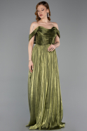 Robe De Cérémonie Mousseline Longue Pistache vert ABU5283