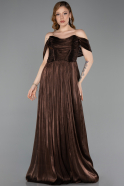 Robe De Cérémonie Mousseline Longue Brun ABU5283