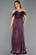 Robe De Cérémonie Mousseline Longue Prune ABU5283