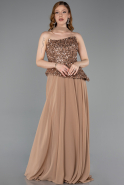 Robe De Soirée Mousseline Longue Cuivre ABU5486