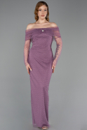 Robe De Soirée Perlé Longue Lavande ABU5550