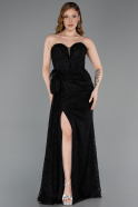 Robe Queue de Poisson Longue Dantelle Noir ABU5975