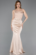 Robe de Soirée Longue Satin Beige ABU6000