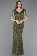 Robe de Soirée Longue Perlé Kaki ABU5959