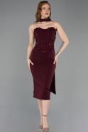 Robe de Cérémonie Midi Couleur Cerise ABK2593