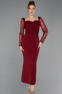 Robe De Cérémonie Midi Rouge Bordeaux ABK2387