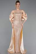 Robe De Soirée Perlé Longue Or ABU5234
