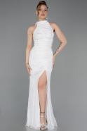 Robe Queue De Poisson Dantelle Longue Blanc ABU5598